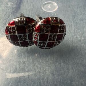 Elegant Red and Silver Earrings